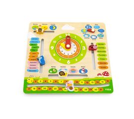 Деревянный календарь с часами (на английском языке) от бренда Viga Toys