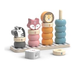 Деревянный сортер-пирамидка от бренда PolarB "Зверята", 18 деталей