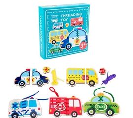 Развивающая шнуровка из дерева "Транспорт"