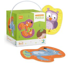 Пазл от бренда Dodo 6 в 1 "Лесные животные", на 2, 3 и 4 элемента