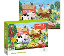 Пазл от бренда Dodo "Приключения в деревне" серия Животные, 60 элементов