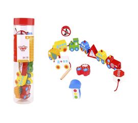 Деревянная игра-шнуровка "Транспорт" от бренда Tooky Toy