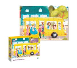 Пазл от бренда Dodo "Суета возле автобуса" серия Транспорт, 60 элементов