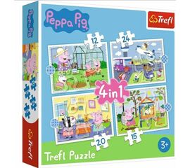 Пазл от бренда Trefl 4 в 1 "Свинка Пеппа и её друзья", на 12, 15, 20 и 24 элемента