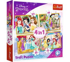 Пазл от бренда Trefl 4 в 1 "Счастливый день принцесс Диснея ", на 35, 48, 54 и 70 элементов