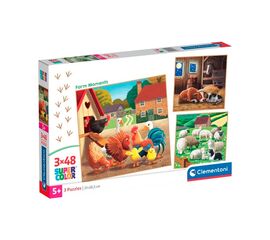 Пазл от бренда Clementoni "Один день на ферме", 3*48 элементов