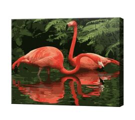 Картина по номерам 40*50 "Фламинго в Джунглях" от бренда Art Gallery, без упаковки