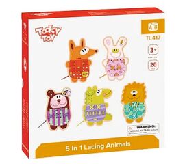 Деревянная игра-шнуровка "Животные" от бренда Tooky Toy