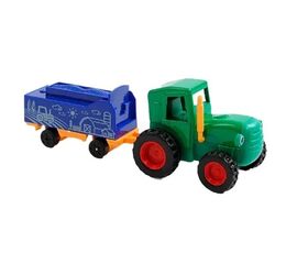 Игровой набор "Зеленый трактор с прицепом"