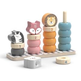 Деревянный сортер-пирамидка от бренда PolarB "Зверята", 18 деталей