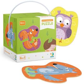 Пазл от бренда Dodo 6 в 1 "Лесные животные", на 2, 3 и 4 элемента