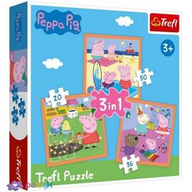 Пазл от бренда Trefl 3 в 1 "Изобретательная Свинка Пеппа", на 20, 36, и 50 элементов