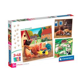 Пазл от бренда Clementoni "Один день на ферме", 3*48 элементов