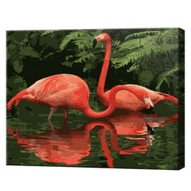 Картина по номерам 40*50 "Фламинго в Джунглях" от бренда Art Gallery, без упаковки