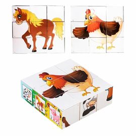 Набор детских кубиков "Собери картинку - домашние животные"