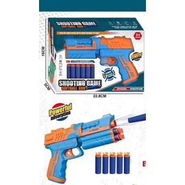 Пистолет с пульками на присоске, синий