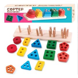 Деревянный сортер "Веселая геометрия" от бренда WToys