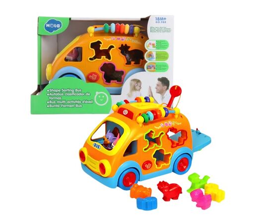 Игрушка сортер «Весёлый автобус» со светом и звуком от бренда Hola Toys