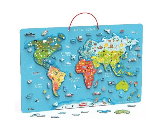 Магнитный пазл с маркерной доской «Карта мира» от бренда Viga toys