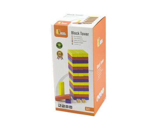 Деревянная настольная игра «Цветная дженга» от бренда Viga Toys, 44 детали Деревянная настольная игра «Цветная дженга» от бренда Viga Toys, 44 детали