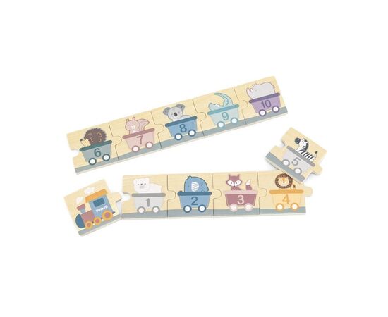 Деревянный пазл «Числа и зверята» от бренда PolarB, 20 деталей