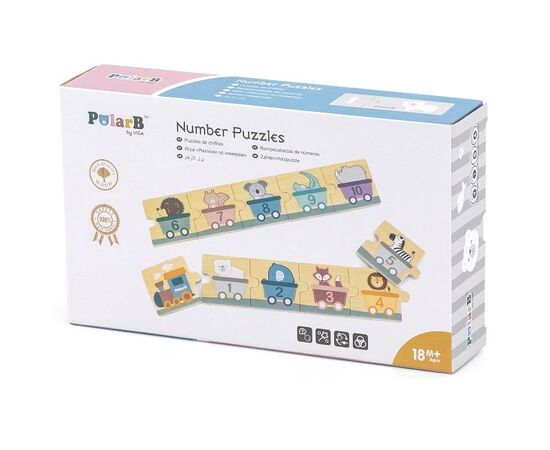 Деревянный пазл «Числа и зверята» от бренда PolarB, 20 деталей