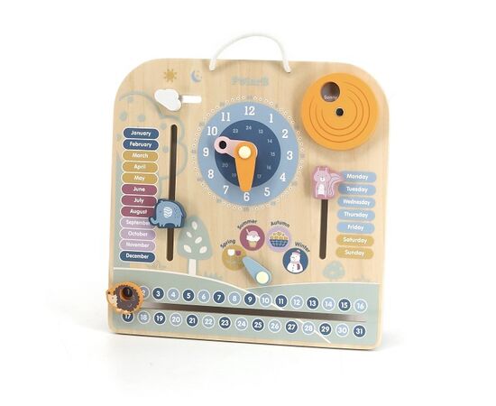 Деревянный календарь с часами (на английском языке) от бренда PolarB