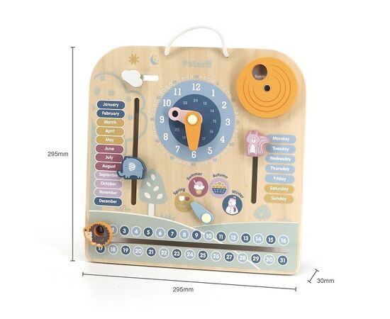 Деревянный календарь с часами (на английском языке) от бренда PolarB