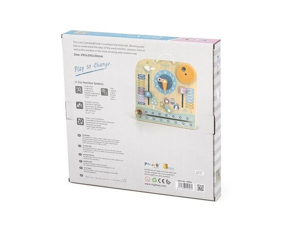 Деревянный календарь с часами (на английском языке) от бренда PolarB