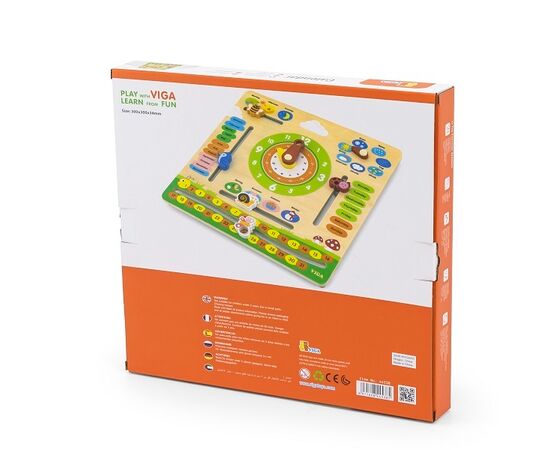 Деревянный календарь с часами (на английском языке) от бренда Viga Toys