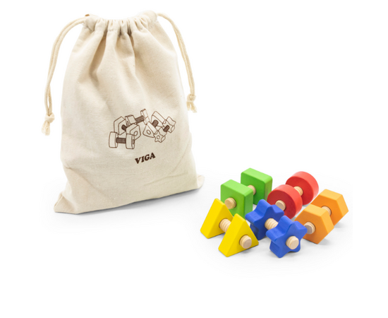Деревянный развивающий набор «Гайки и болты» от бренда Viga Toys, 40 деталей