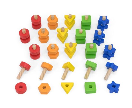 Деревянный развивающий набор «Гайки и болты» от бренда Viga Toys, 40 деталей