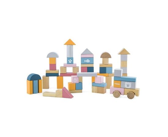 Пастельный деревянный конструктор от бренда PolarB, 60 деталей