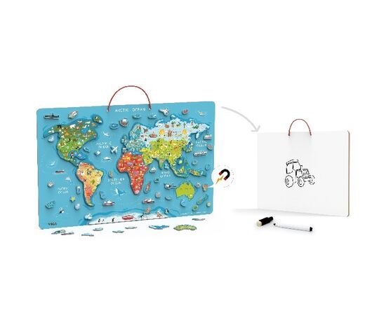 Магнитный пазл с маркерной доской «Карта мира» от бренда Viga toys