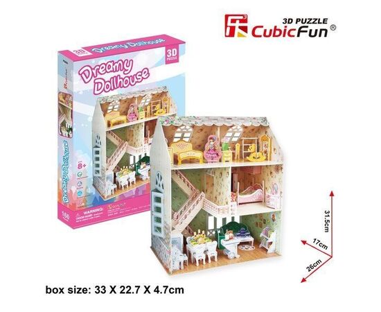 3D пазл “Кукольный домик мечты» от бренда CubicFun, 160 элементов