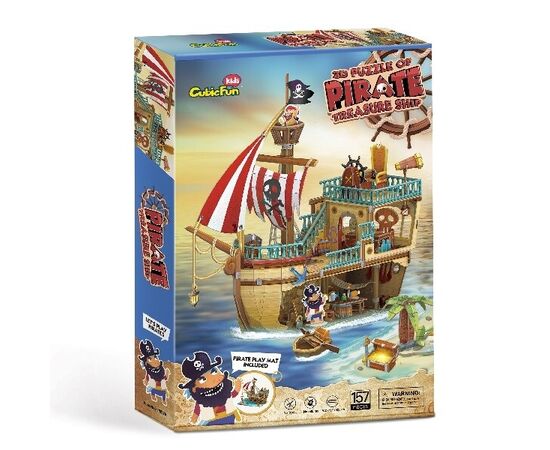 3D пазл “Пиратский корабль с сокровищами” от бренда CubicFun, 157 элементов 3D пазл “Пиратский корабль с сокровищами” от бренда CubicFun, 157 элементов