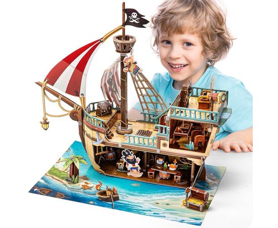 3D пазл “Пиратский корабль с сокровищами” от бренда CubicFun, 157 элементов 3D пазл “Пиратский корабль с сокровищами” от бренда CubicFun, 157 элементов