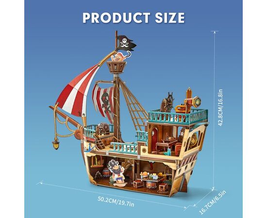 3D пазл “Пиратский корабль с сокровищами” от бренда CubicFun, 157 элементов 3D пазл “Пиратский корабль с сокровищами” от бренда CubicFun, 157 элементов