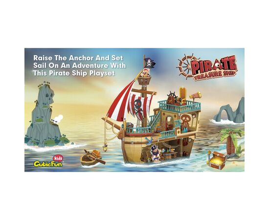 3D пазл “Пиратский корабль с сокровищами” от бренда CubicFun, 157 элементов 3D пазл “Пиратский корабль с сокровищами” от бренда CubicFun, 157 элементов