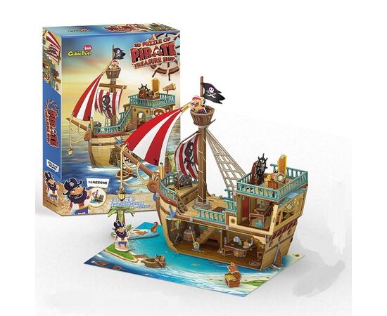 3D пазл “Пиратский корабль с сокровищами” от бренда CubicFun, 157 элементов 3D пазл “Пиратский корабль с сокровищами” от бренда CubicFun, 157 элементов