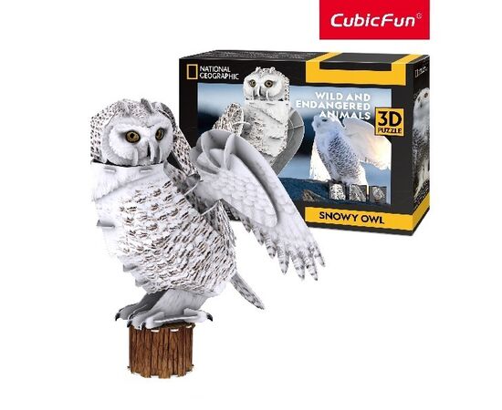 3D пазл “Снежная Сова” от бренда CubicFun, 32 элемента