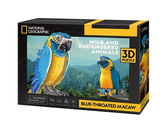 3D пазл “Сине-жёлтый Ара” от бренда CubicFun, 82 элемента