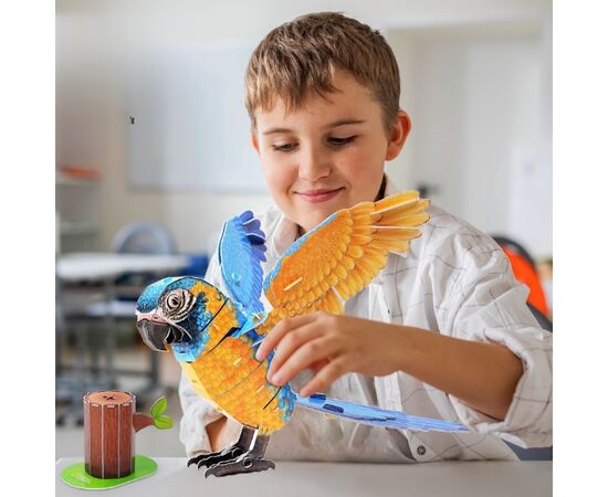 3D пазл “Сине-жёлтый Ара” от бренда CubicFun, 82 элемента