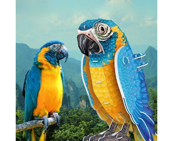 3D пазл “Сине-жёлтый Ара” от бренда CubicFun, 82 элемента