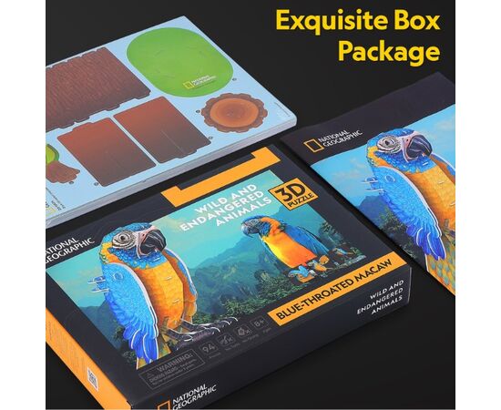 3D пазл “Сине-жёлтый Ара” от бренда CubicFun, 82 элемента