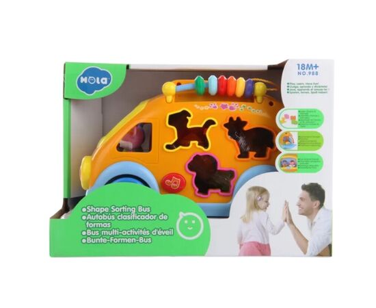 Игрушка сортер «Весёлый автобус» со светом и звуком от бренда Hola Toys
