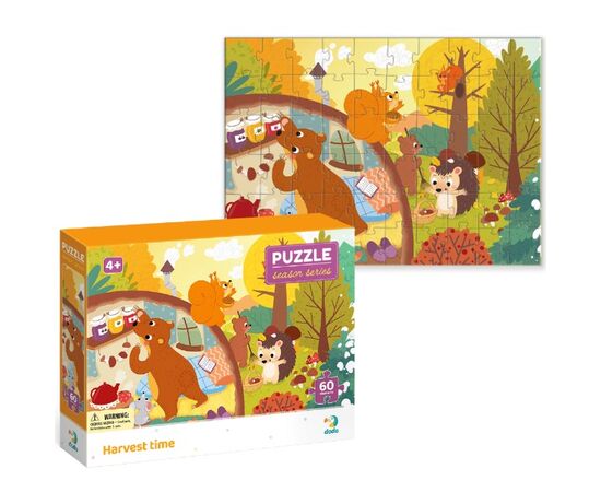 Пазл от бренда Dodo "Уборка урожая в лесу" серия Времена года, 60 элементов