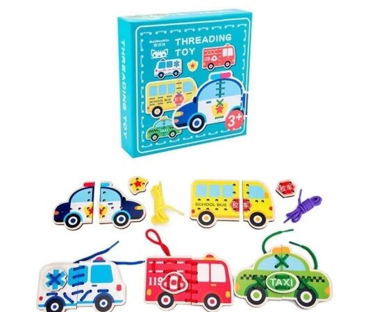 Развивающая шнуровка из дерева "Транспорт" Развивающая шнуровка из дерева "Транспорт"