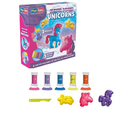 Игровой набор для лепки от бренда Play-Toys "Блестящий единорог"