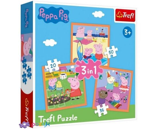 Пазл от бренда Trefl 3 в 1 "Изобретательная Свинка Пеппа", на 20, 36, и 50 элементов